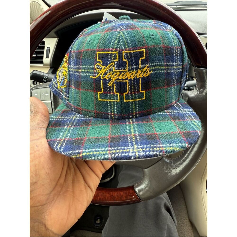 New Era 59FIFTY Hogwarts Plaid Hat 7 5/8 Harry Potter Fitted Cap Green Blue